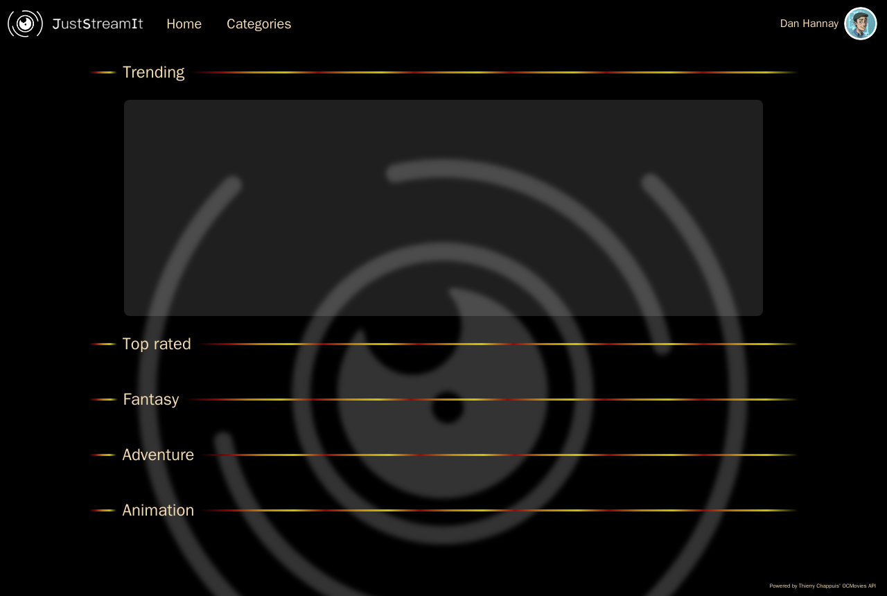 Capture d'écran de l'application JustStreamIt